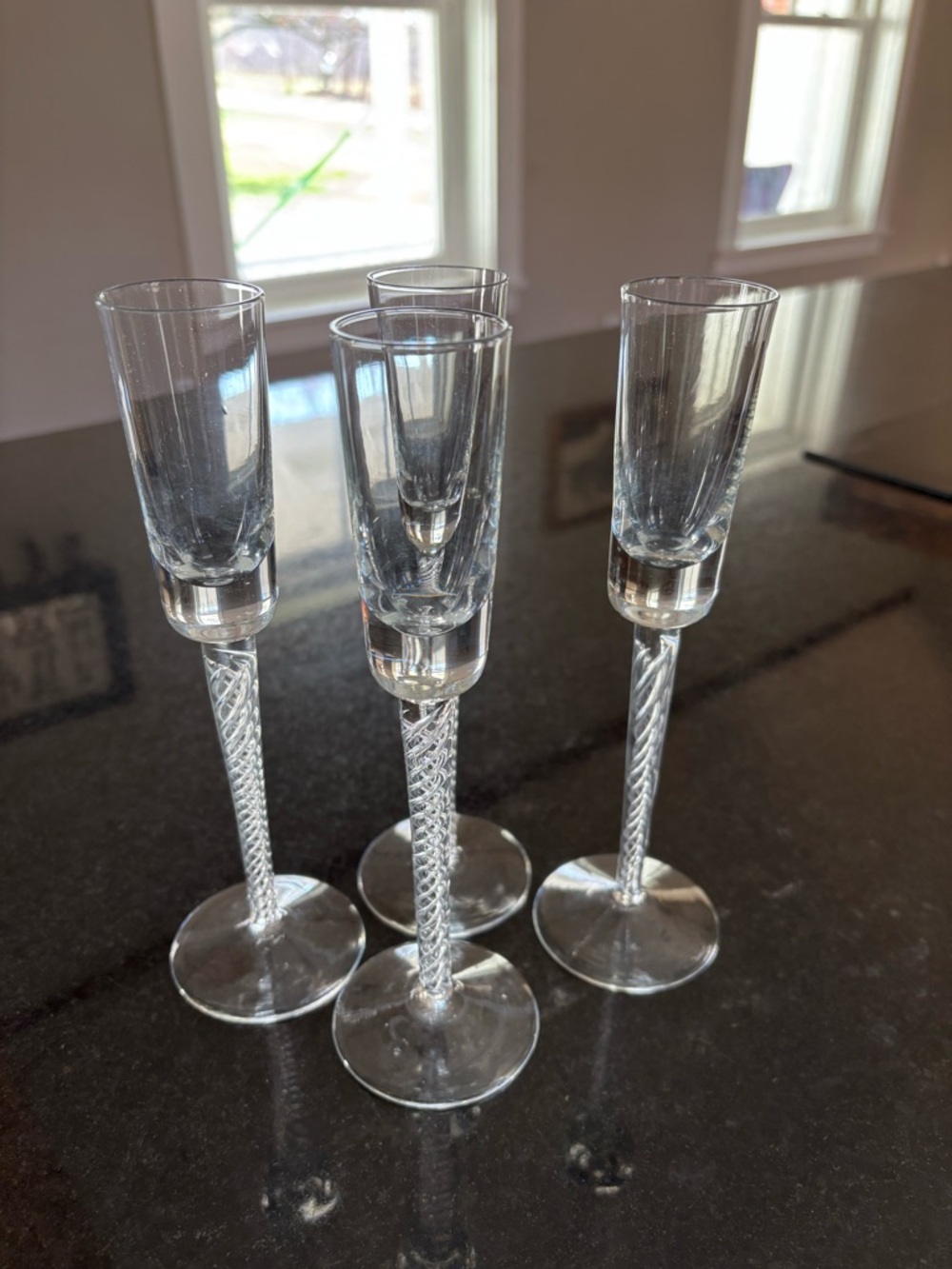 Twist Stem Clear Crystal Champagne Flutes - Set of 4